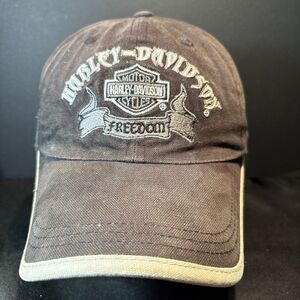 Rare VTG Harley Davidson HD Hat Embroidered Logo & Freedom Black Washed Sz. M/L